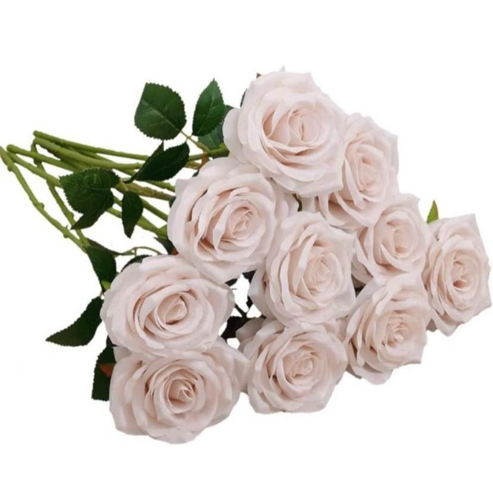 10 Count Nude Flower Faux Cream Roses Stems Wedding Bouquet Centerpiece Decor